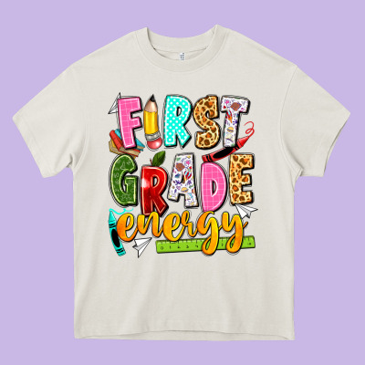 First Grade Energy Heavy Core Tee Designed By Texasbilliewilder