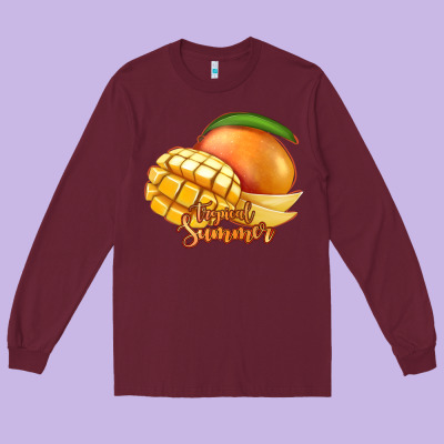 Mango Tropical Summer Long Sleeve Tee Designed By Jasminsmagicworld