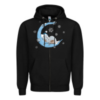 Black snowman and moon Zipper Hoodie - MaliasSmallBusiness
