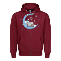Burgundy snowman and moon Zipper Hoodie - MaliasSmallBusiness