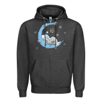Charcoal Heather snowman and moon Zipper Hoodie - MaliasSmallBusiness