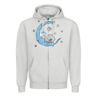Dove Grey snowman and moon Zipper Hoodie - MaliasSmallBusiness