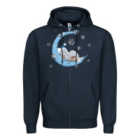 Navy snowman and moon Zipper Hoodie - MaliasSmallBusiness