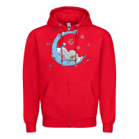 Red snowman and moon Zipper Hoodie - MaliasSmallBusiness