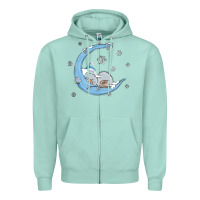 Seafoam snowman and moon Zipper Hoodie - MaliasSmallBusiness