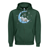 Sports Green snowman and moon Zipper Hoodie - MaliasSmallBusiness