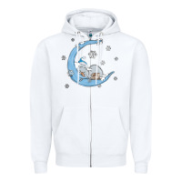 White snowman and moon Zipper Hoodie - MaliasSmallBusiness