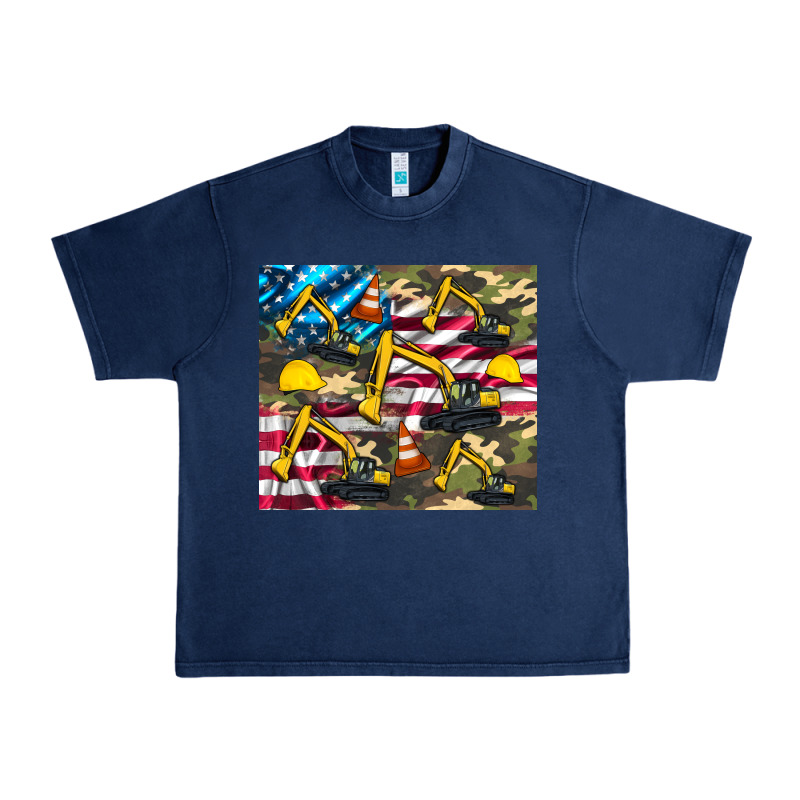 Excavator American Flag Urban Heavy Tee by Artiststas | Teevron
