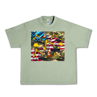 Oil Green excavator American flag Urban Heavy Tee - Artiststas