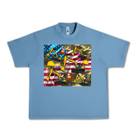 Pebble Blue excavator American flag Urban Heavy Tee - Artiststas
