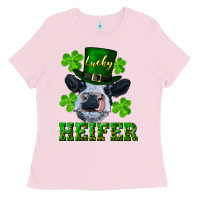 Bubblegum Pink Lucky heifer Ladies Tee - RanaPortraitStore