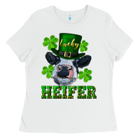 White Lucky heifer Ladies Tee - RanaPortraitStore