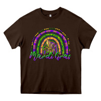 Chocolate Brown mardi gras rainbow and fleur de lis Heavy Core Tee - RanaPortraitStore