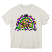 Cream mardi gras rainbow and fleur de lis Heavy Core Tee - RanaPortraitStore