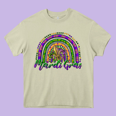 Mardi Gras Rainbow And Fleur De Lis Heavy Core Tee Designed By Ranaportraitstore