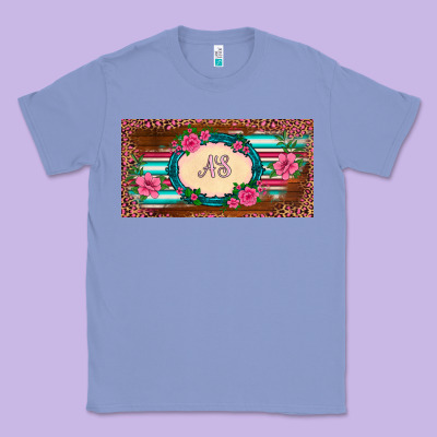 Preview Western Pink Flovers Leopard Serape   License Plate Template Classic Tee Designed By Barkaloodesign