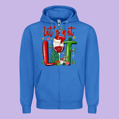Let's Get Lit Zipper Hoodie Designed By Maliassmallbusiness