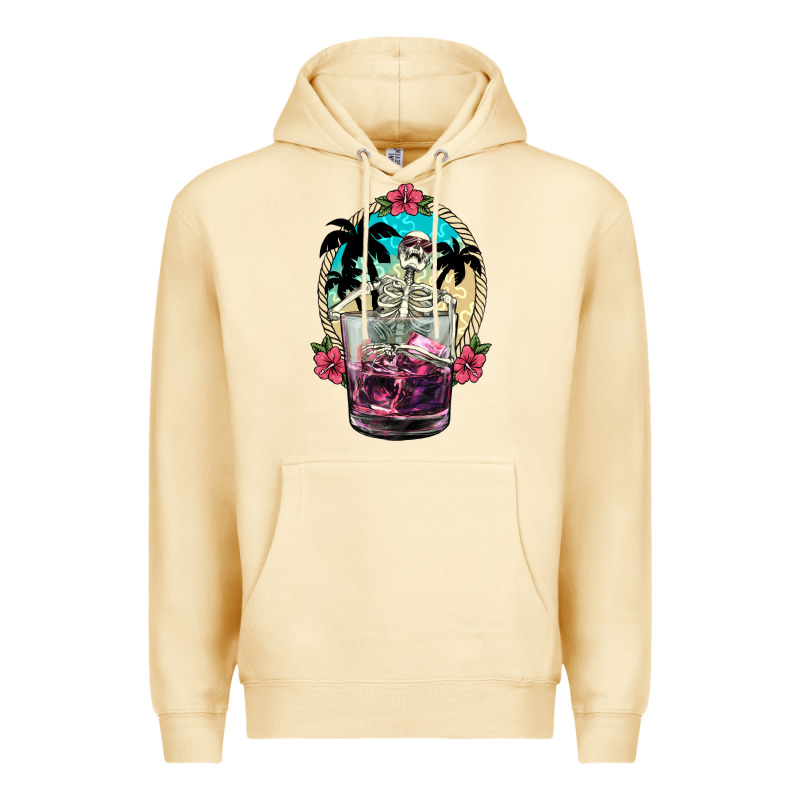 Summer Skeleton Cocktail Premium Hoodie by NancyCooperArtShop | Teevron