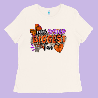 Little Sister Biggest Fan Basketball Ladies Tee Designed By Zillion Design Studio