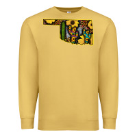Antique Gold Western Oklahoma Map Sunflower Pattern Premium Sweatshirt - Bettercallsaul