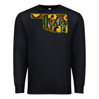 Black Western Oklahoma Map Sunflower Pattern Premium Sweatshirt - Bettercallsaul