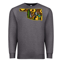 Charcoal Heather Western Oklahoma Map Sunflower Pattern Premium Sweatshirt - Bettercallsaul