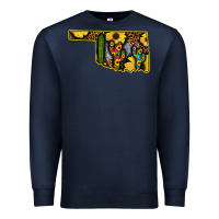 Navy Western Oklahoma Map Sunflower Pattern Premium Sweatshirt - Bettercallsaul