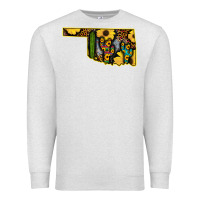Oatmeal Heather Western Oklahoma Map Sunflower Pattern Premium Sweatshirt - Bettercallsaul