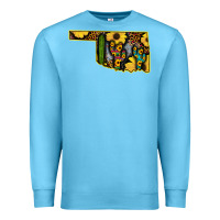 Ocean Blue Western Oklahoma Map Sunflower Pattern Premium Sweatshirt - Bettercallsaul