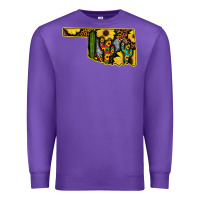 Purple Western Oklahoma Map Sunflower Pattern Premium Sweatshirt - Bettercallsaul