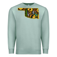 Seafoam Western Oklahoma Map Sunflower Pattern Premium Sweatshirt - Bettercallsaul