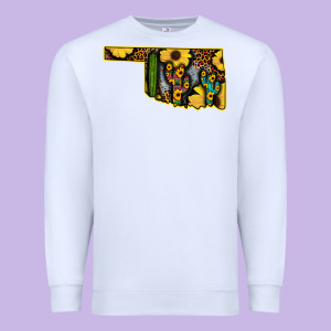 Western Oklahoma Map Sunflower Pattern Premium Sweatshirt Designed By Bettercallsaul