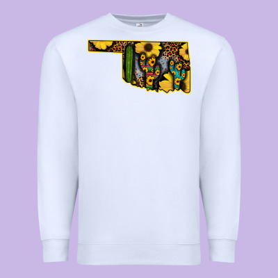 Western Oklahoma Map Sunflower Pattern Premium Sweatshirt Designed By Bettercallsaul