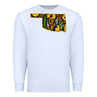 White Western Oklahoma Map Sunflower Pattern Premium Sweatshirt - Bettercallsaul