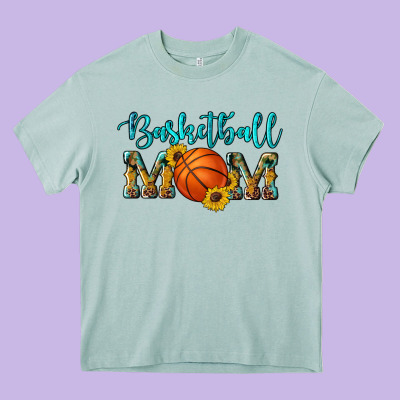 Western Leopard Camouflage Sunflowers Glitter Mom Basketball Heavy Core Tee Designed By Artiststas