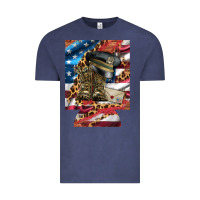 Vintage Denim usa flag and leopard with boots 12 oz regular can cooler Vintage Tee - Artiststas