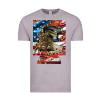 Vintage Zinc usa flag and leopard with boots 12 oz regular can cooler Vintage Tee - Artiststas