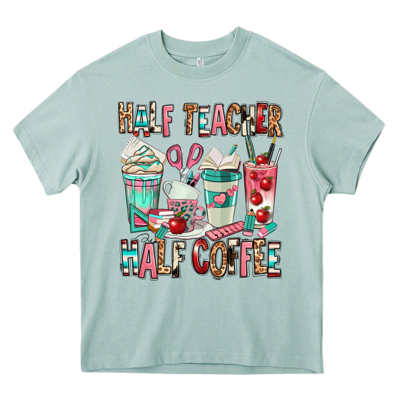 Half Teacher Half Coffee Heavy Core Tee by texasbilliewilder | Teevron