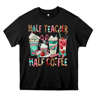 Black half teacher half coffee Heavy Core Tee - texasbilliewilder