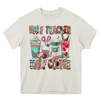 Cream half teacher half coffee Heavy Core Tee - texasbilliewilder