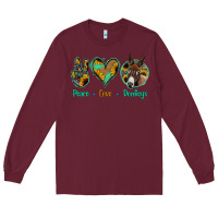 Burgundy Peace Love Donkeys Long Sleeve Tee - Jasminsmagicworld