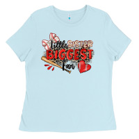 Baby Blue little sister biggest fan baseball Ladies Tee - Zillion Design Studio