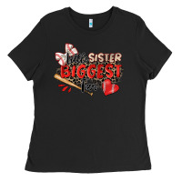 Black little sister biggest fan baseball Ladies Tee - Zillion Design Studio