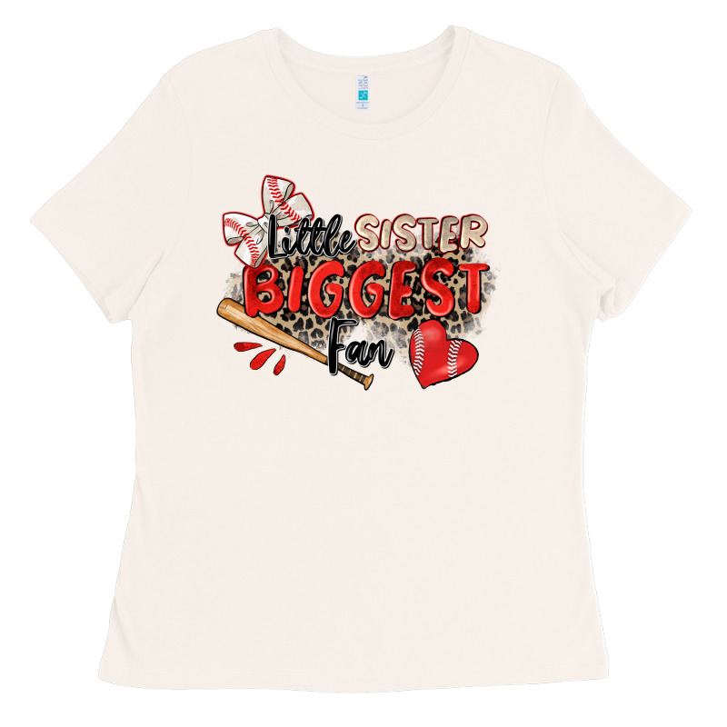 Little Sister Biggest Fan Baseball Ladies Tee by Zillion Design Studio | Teevron