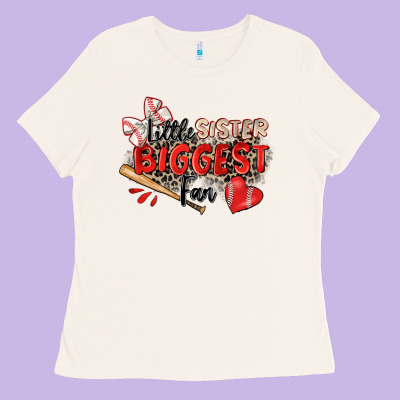 Little Sister Biggest Fan Baseball Ladies Tee Designed By Zillion Design Studio