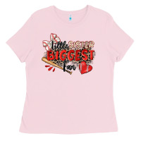 Bubblegum Pink little sister biggest fan baseball Ladies Tee - Zillion Design Studio