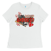 White little sister biggest fan baseball Ladies Tee - Zillion Design Studio