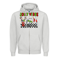Dove Grey jolly vibes Zipper Hoodie - MaliasSmallBusiness