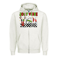 Oatmeal Heather jolly vibes Zipper Hoodie - MaliasSmallBusiness