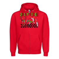 Red jolly vibes Zipper Hoodie - MaliasSmallBusiness